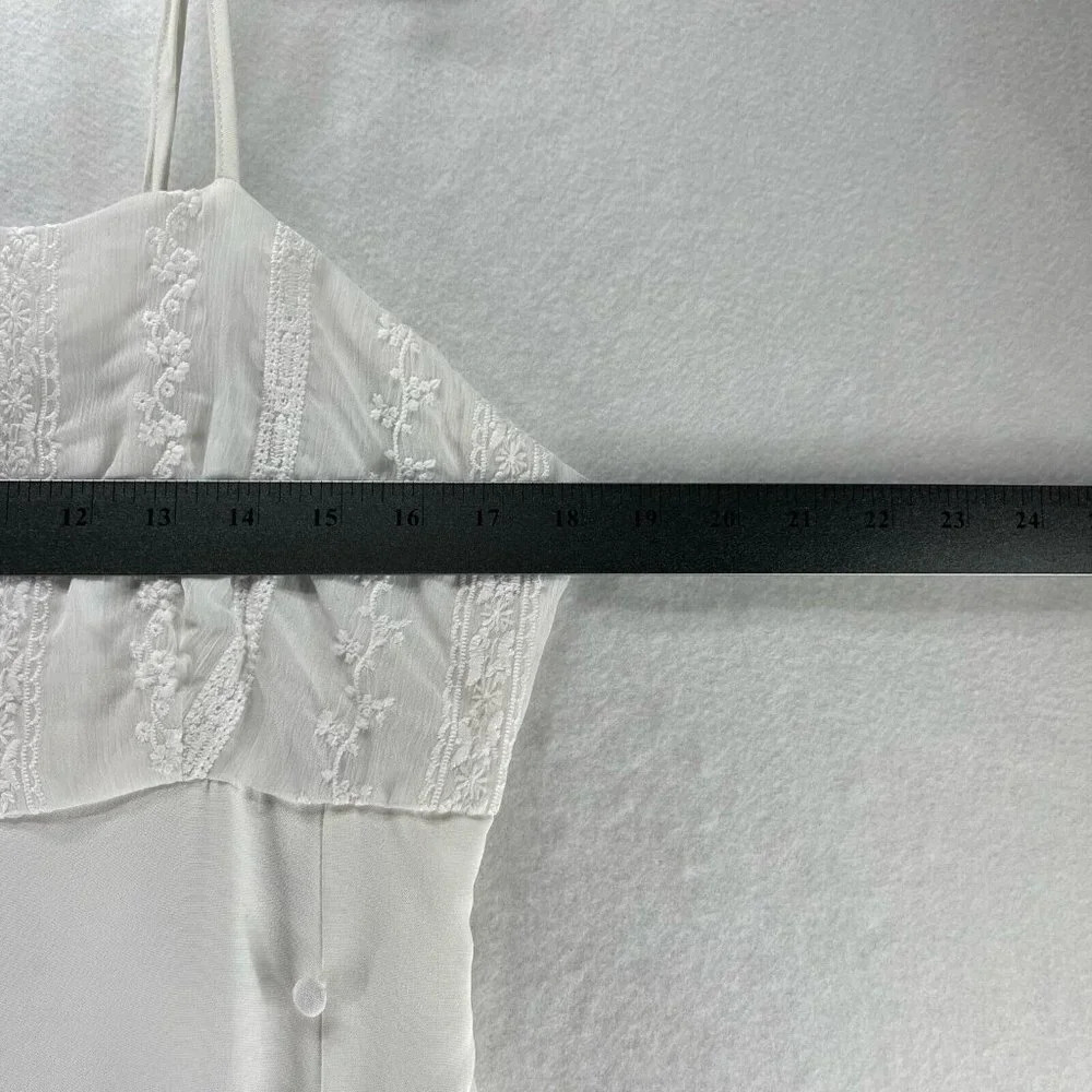 Nasty Gal Slip Dress Size 10 Woven Button Down Broiderie Panel Side Slit White - Picture 13 of 15